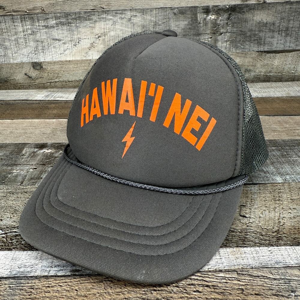 Vintage Trucker Hat Hawai'i Nei Otto Cap Adjustable Gray Mesh Back